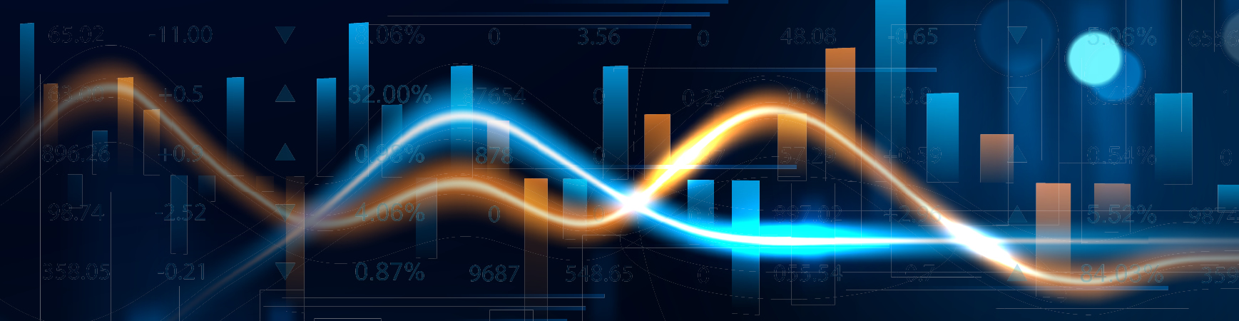 Photo of line graph with blue and orange lines