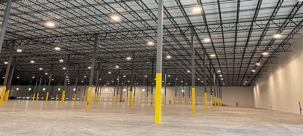 The interior of an industrial facility with LED lighting