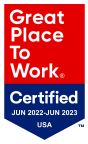 Great Place to Work (R) Certified Logo for 2022 and 2023