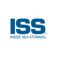 Navy blue sans serif ISS with matching font reading Inside self-storage below