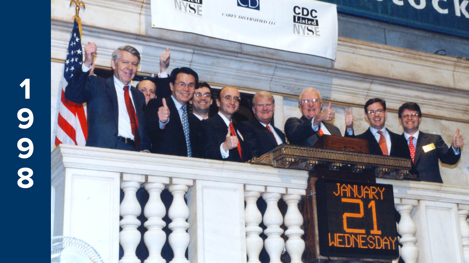 Photo of WPC employees at NYSE in 1998