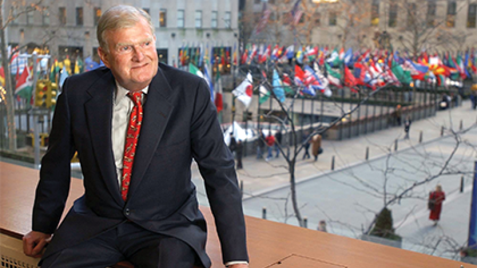 Wm. Polk Carey sitting at the former W. P. Carey headquarters in Rockefeller Center, NYC
