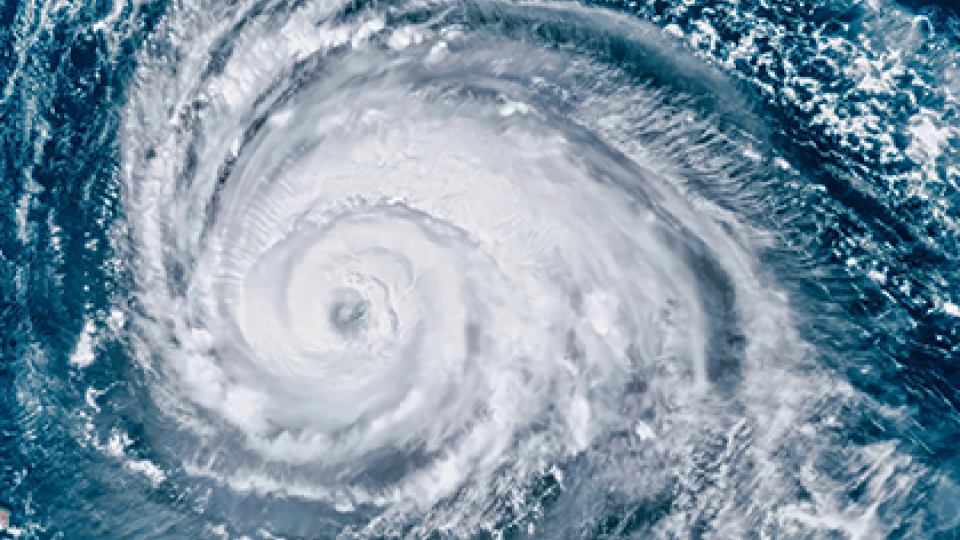Aerial shot of a hurricane in an ocean