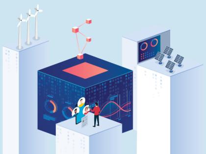 Illustration of windmills and solar panels