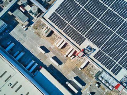 Solar panels on the rooftop of a warehouse leased to Sonae and owned by W. P. Carey