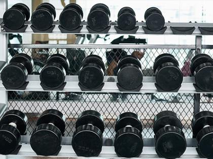 A rack of dumbbells