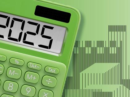 Image of calculator with 2025 typed on screen