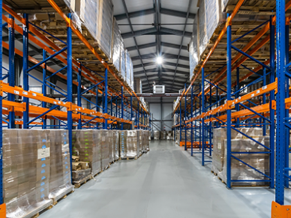 The interior of a warehouse