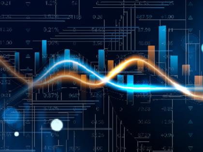 Photo of line graph with blue and orange lines