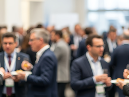 Photo of people networking at a conference