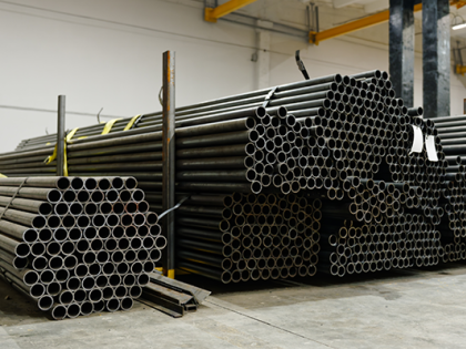 Photo of industrial facility with large cylinders 