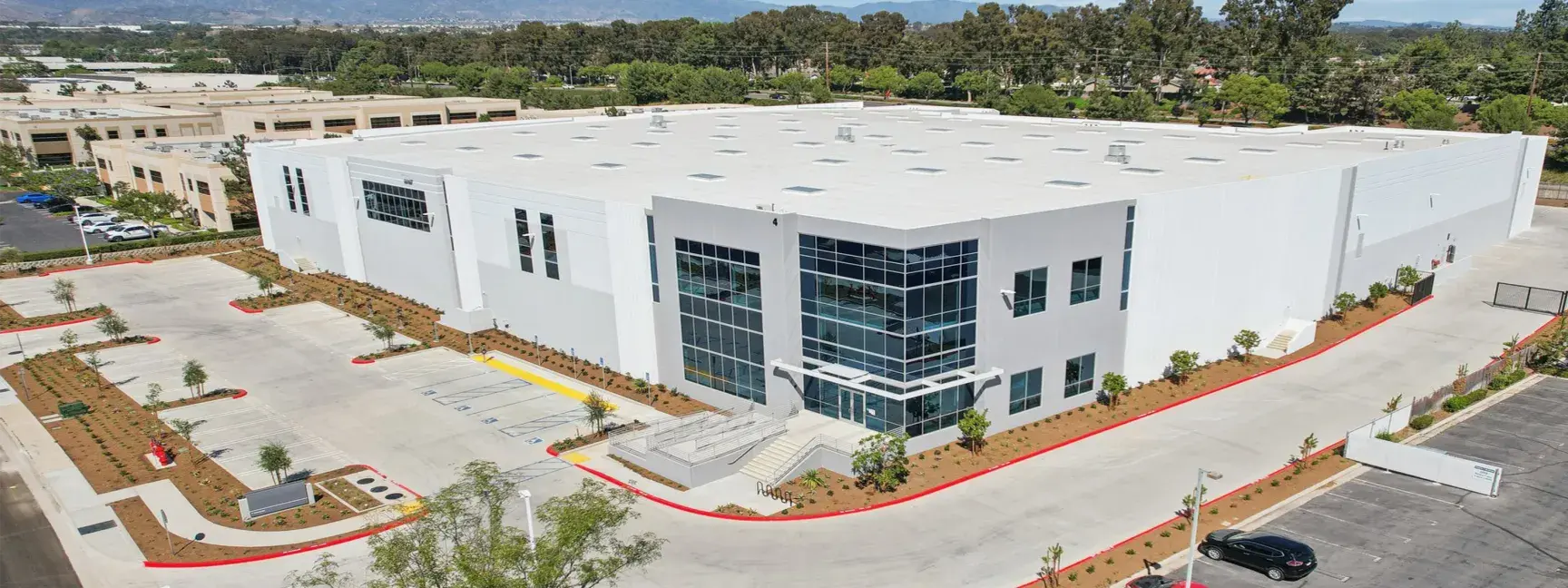 Drone photo of the exterior of a Terran Orbital Corporation building