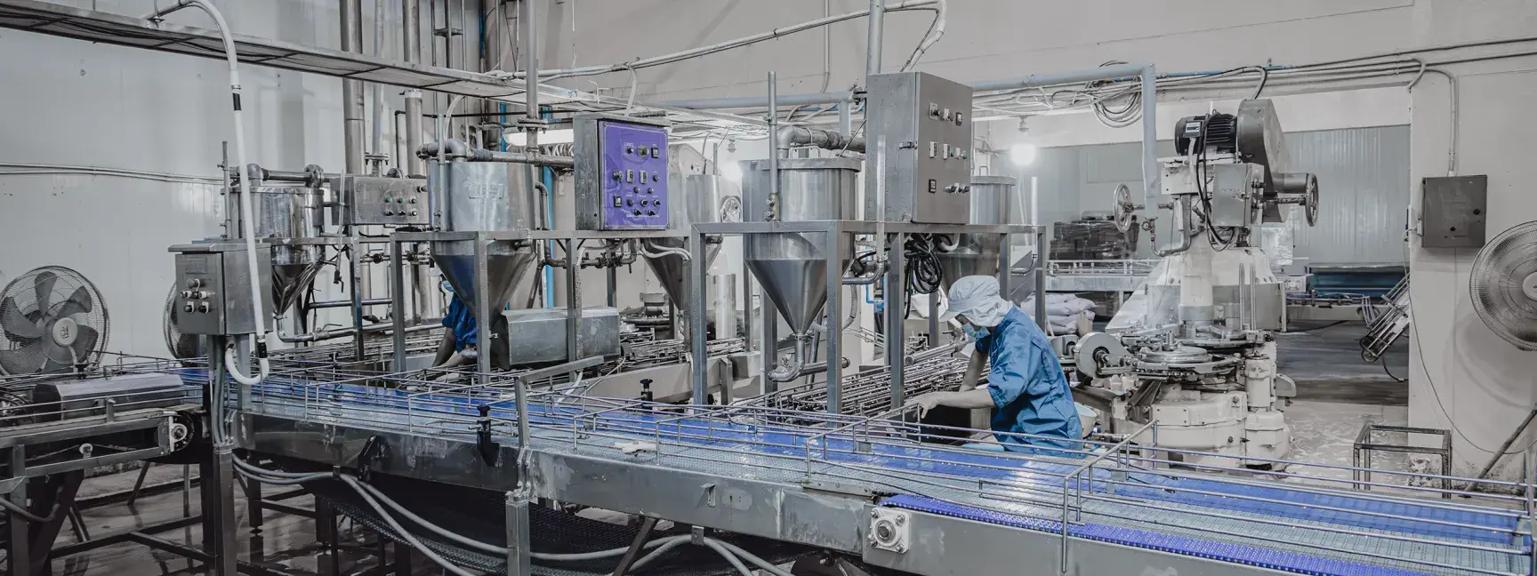 The interior of a food production facility