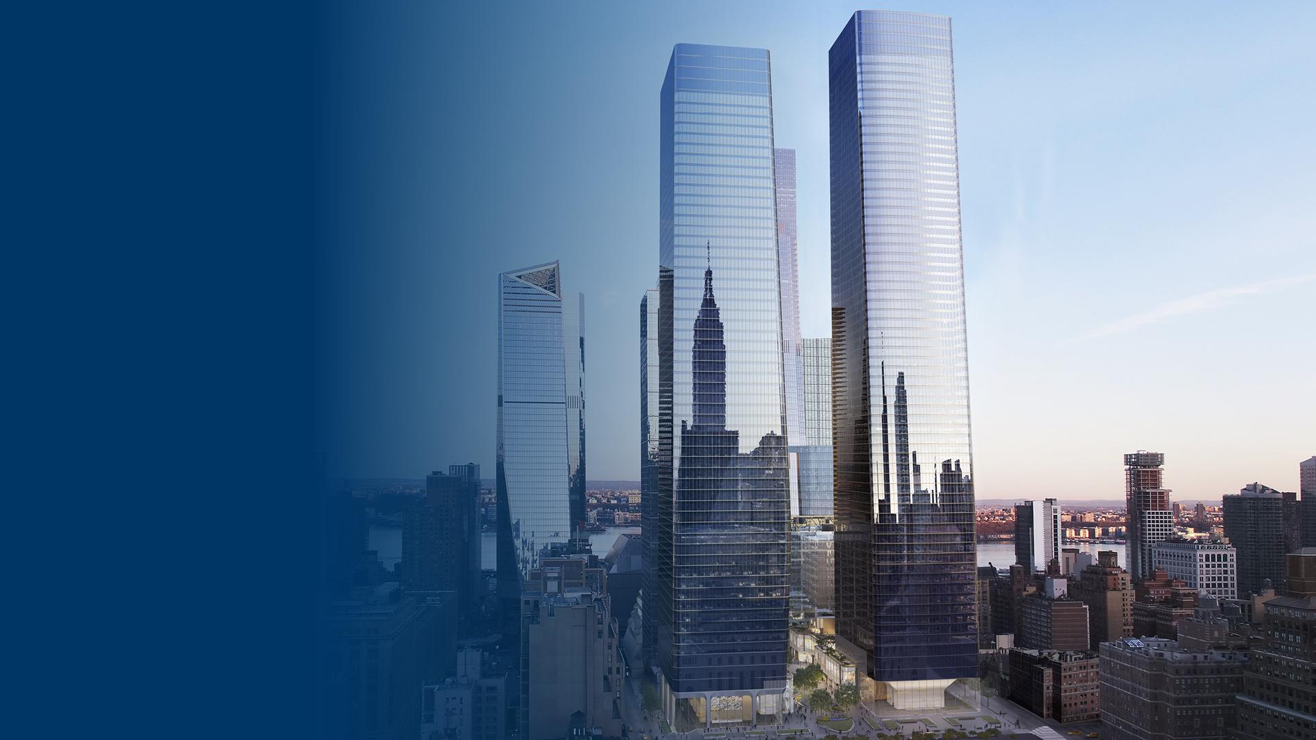 The New York City skyline featuring the Manhattan West properties, home of W. P. Carey's U.S. headquarters